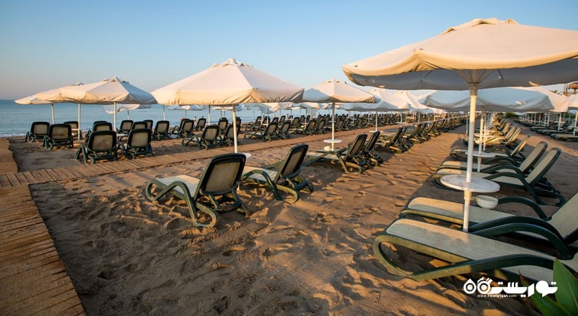 تخت های استراحت در کنار ساحل