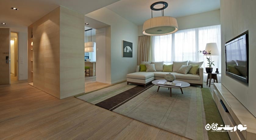 محوطه نشیمن آپارتمان یک خوابه دلوکس