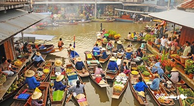 مرکز خرید بازار شناور دامنون سادواک شهر تایلند کشور بانکوک
