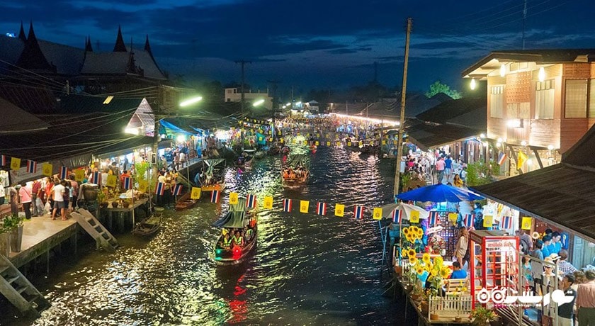 مرکز خرید بازار شناور آمپاوا شهر تایلند کشور بانکوک