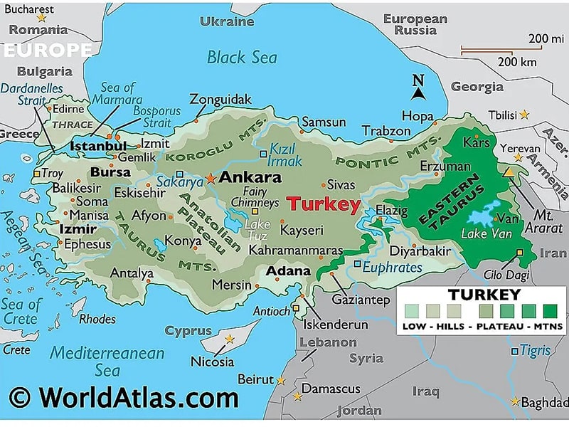 ترکیه یکی از کشورهای میان قاره ای به هم پیوسته 