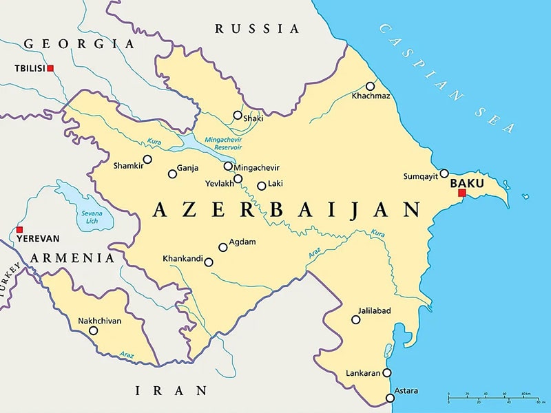 آذربایجان یکی از کشورهای میان قاره ای گسسته