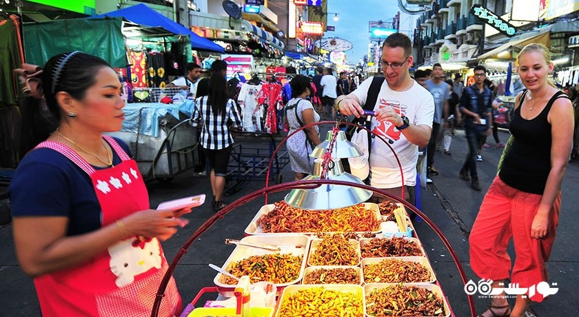 سرگرمی غذای خیابانی در بانکوک شهر تایلند کشور بانکوک