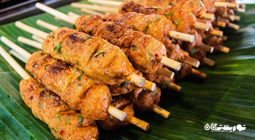 سرگرمی غذای خیابانی در بانکوک شهر تایلند کشور بانکوک