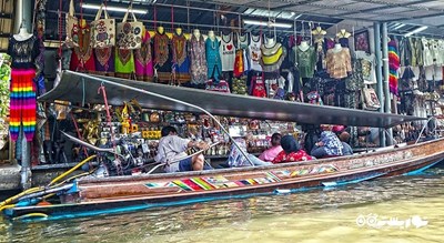 مرکز خرید بازار شناور دامنون سادواک شهر تایلند کشور بانکوک