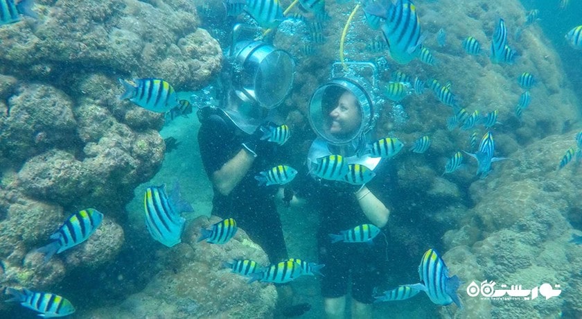 سرگرمی پیاده روی دریایی در بالی شهر اندونزی کشور بالی