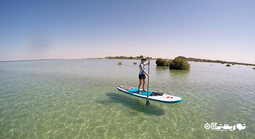 سرگرمی پاروزنی ایستاده در ابوظبی شهر امارات متحده عربی کشور ابوظبی