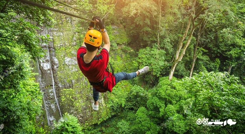 سرگرمی زیپ لاین در کوسامویی شهر تایلند کشور کو سامویی