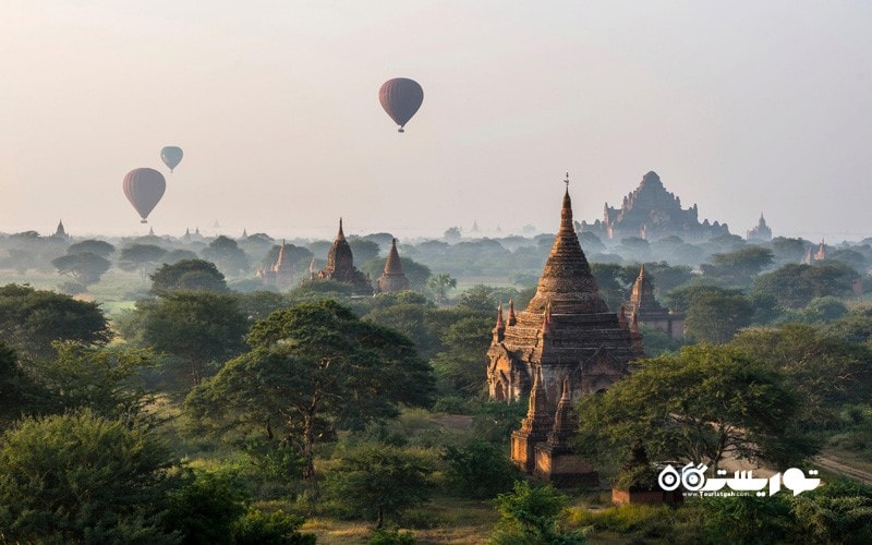 7. باگان (Bagan) را از داخل یک بالون تماشا کنید، میانمار