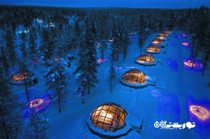 8 – خواب راحت در زیر منظره ای از شفق های قطبی کشور فنلاند 